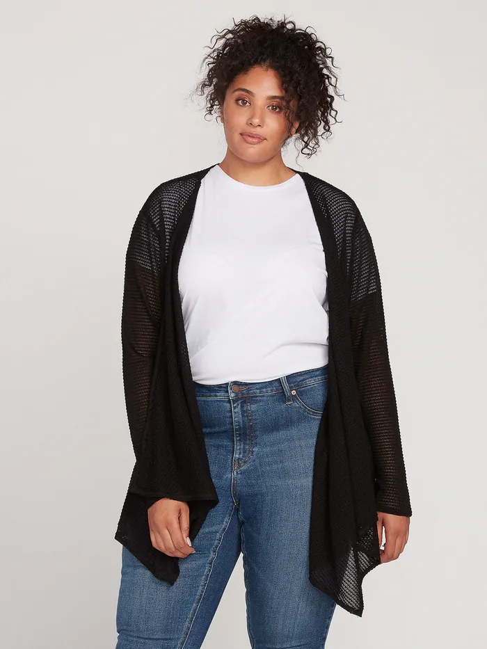 Volcom Sweaters and Cardigans Go Go Wrap Plus Size Cardigan 8211 Black Black 8211 Womens