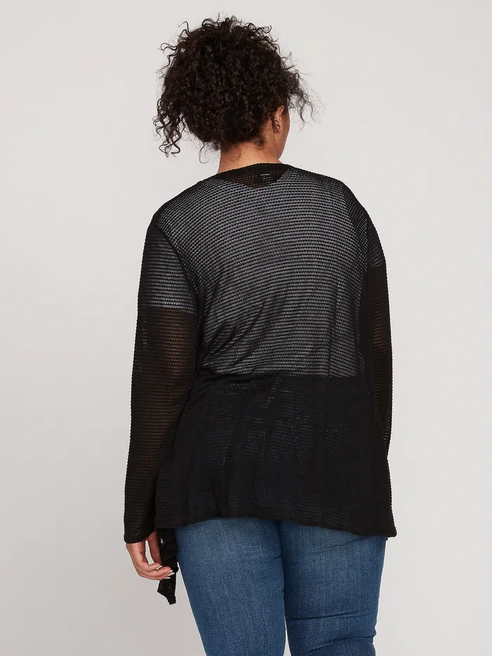 Volcom Sweaters and Cardigans Go Go Wrap Plus Size Cardigan 8211 Black Black 8211 Womens
