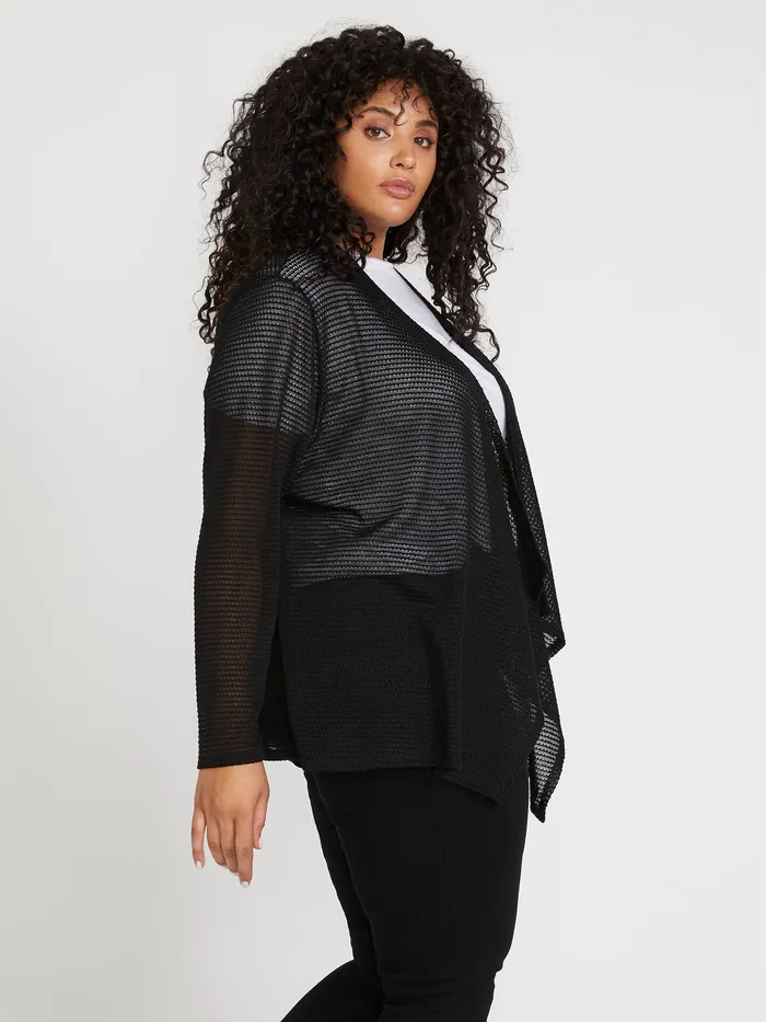 Volcom Sweaters and Cardigans Go Go Wrap Plus Size Cardigan 8211 Black Black 8211 Womens
