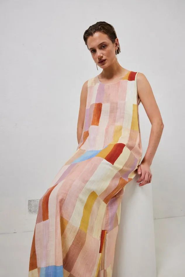 VRG GRL Cate Smock Maxi Dress Patchwork Women MidiMaxi Dresses