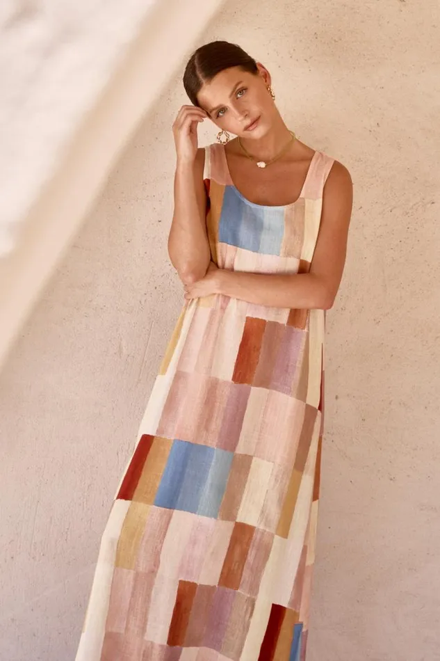 VRG GRL Cate Smock Maxi Dress Patchwork Women MidiMaxi Dresses