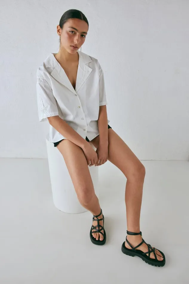 VRG GRL Cecile Shirt White Women Short Sleeve