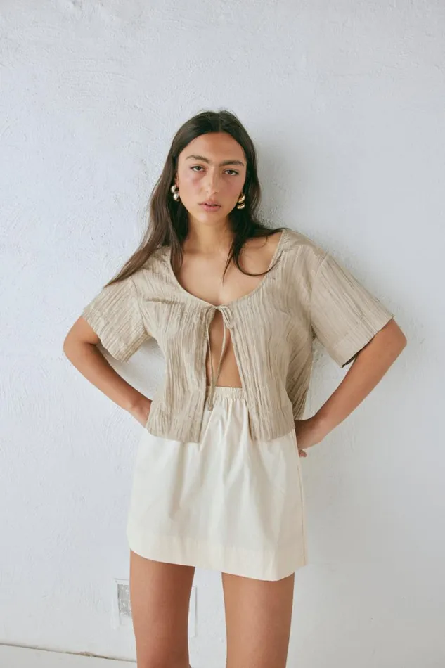 VRG GRL Elka Mini Skirt Cream Women Skirts
