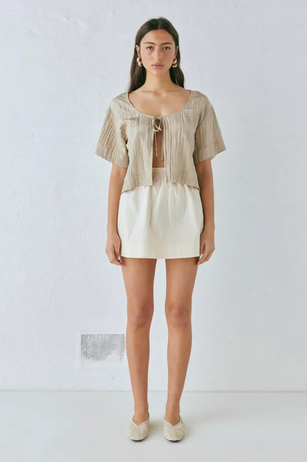 VRG GRL Elka Mini Skirt Cream Women Skirts