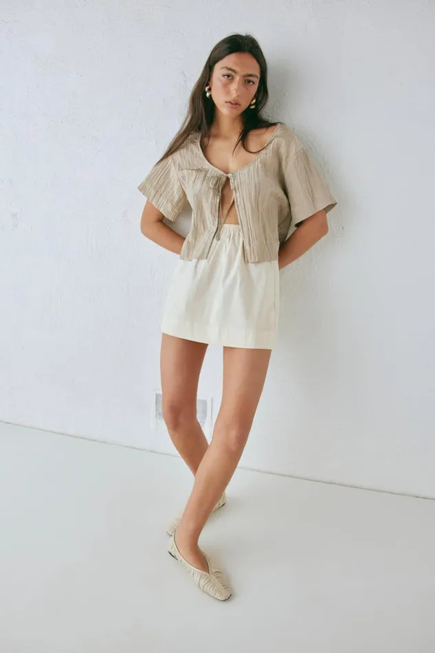 VRG GRL Elka Mini Skirt Cream Women Skirts