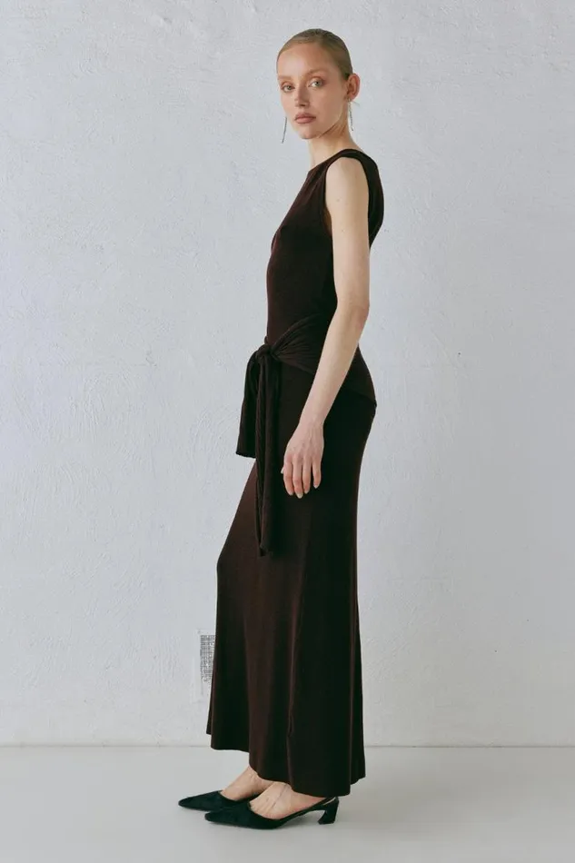 VRG GRL Gia Knit Midi Dress Dark Chocolate Women MidiMaxi Dresses