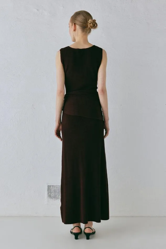 VRG GRL Gia Knit Midi Dress Dark Chocolate Women MidiMaxi Dresses
