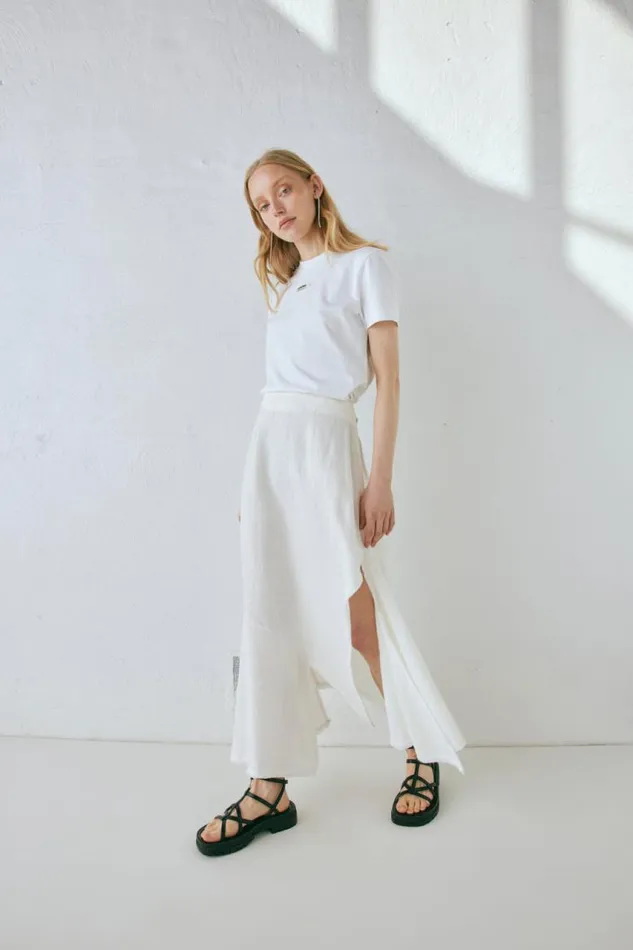 VRG GRL Mabel Linen Midi Skirt White Women Skirts