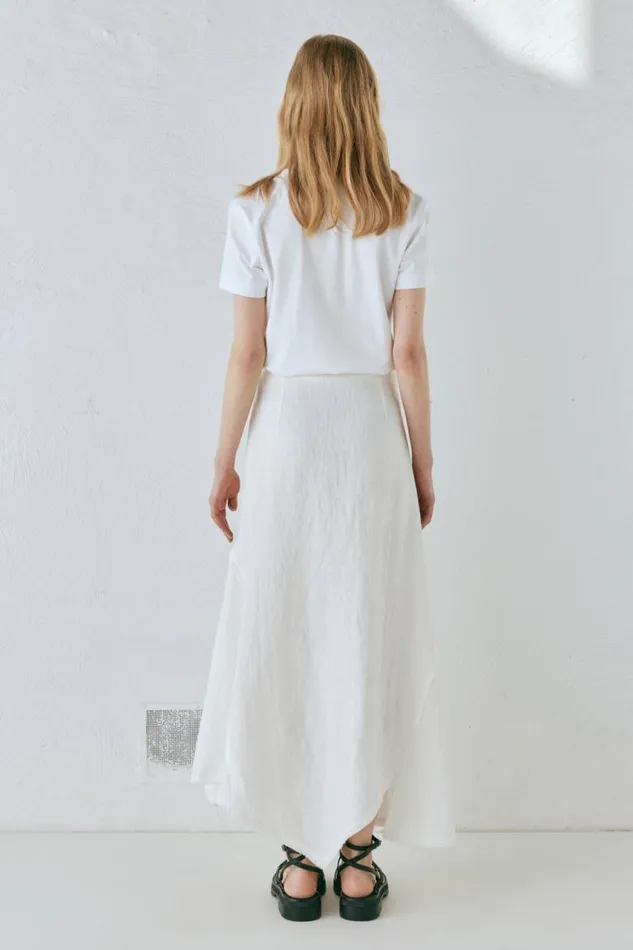 VRG GRL Mabel Linen Midi Skirt White Women Skirts