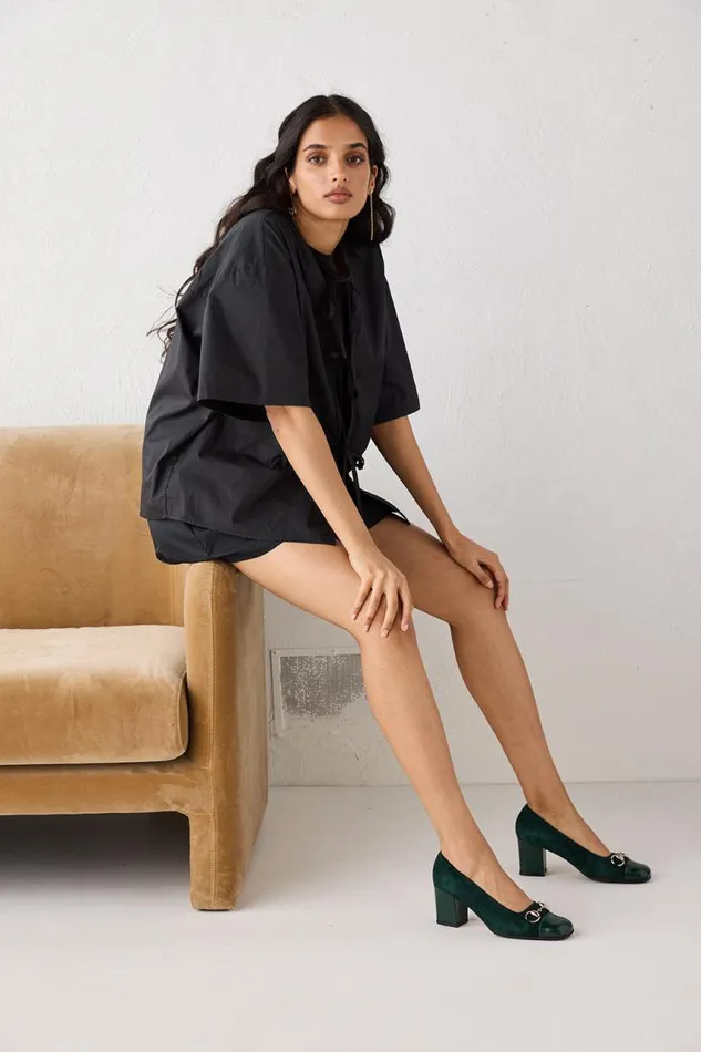 VRG GRL Naomi Smock Top Black Women Sets