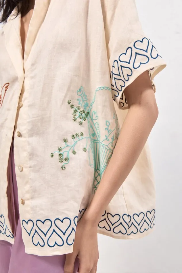 VRG GRL Natalia Linen Shirt Cream Women Shirts