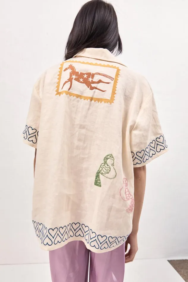 VRG GRL Natalia Linen Shirt Cream Women Shirts