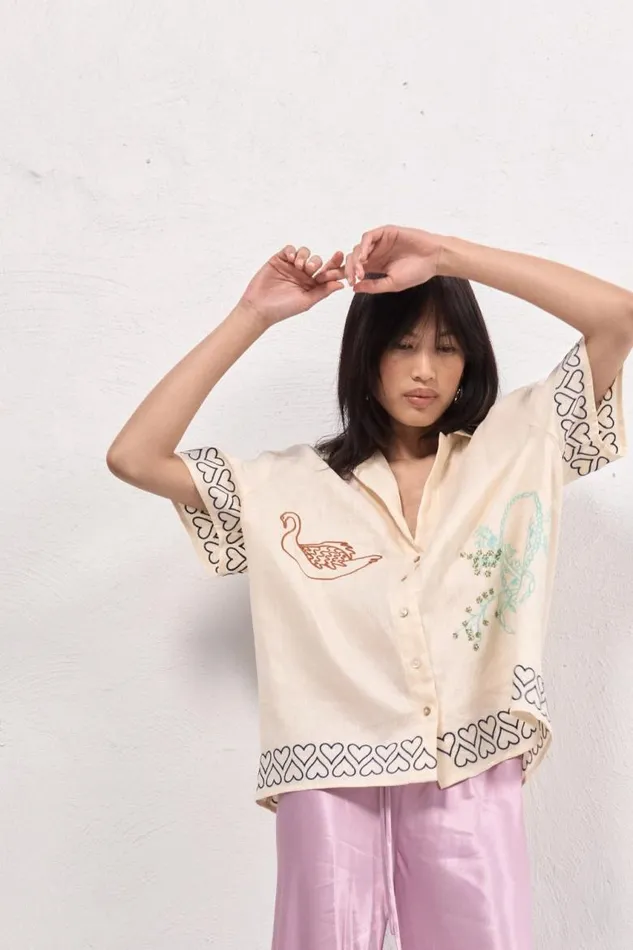 VRG GRL Natalia Linen Shirt Cream Women Shirts