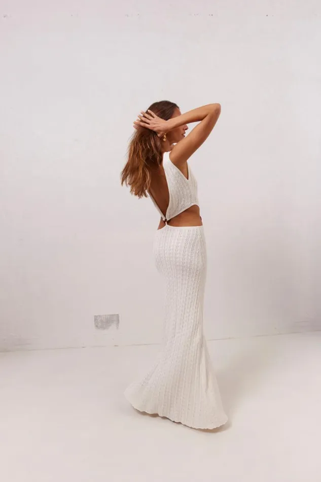 VRG GRL Penne Knit Maxi Dress White Women MidiMaxi Dresses