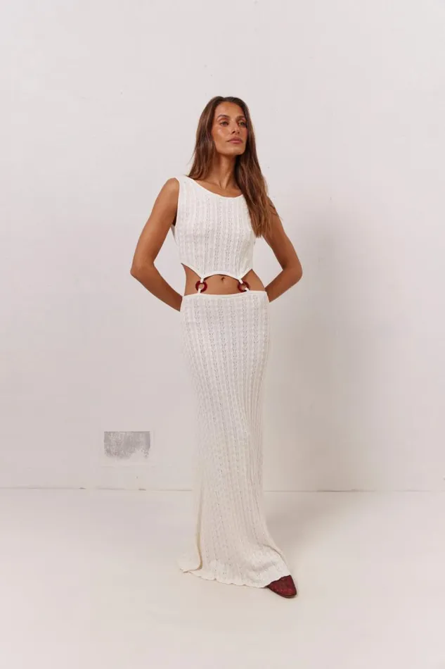 VRG GRL Penne Knit Maxi Dress White Women MidiMaxi Dresses