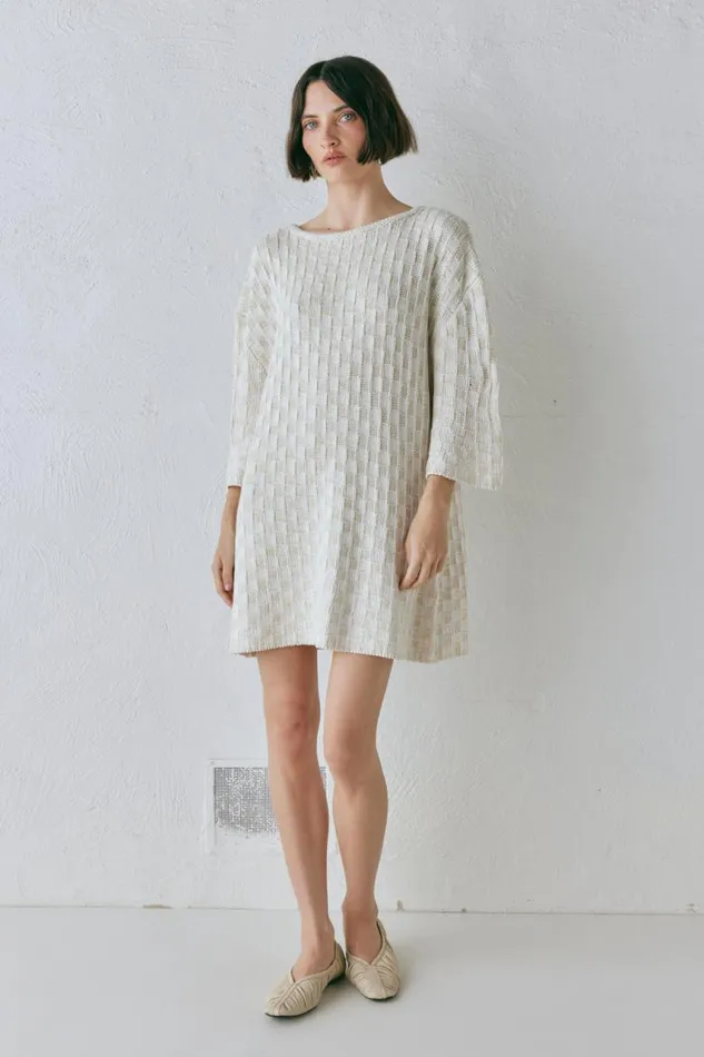 VRG GRL Pia Knit Tunic Cream Women Long Sleeve