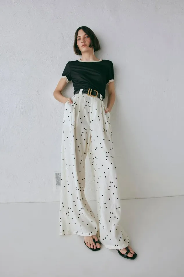 VRG GRL Skye Linen Pants Dot Women Sets