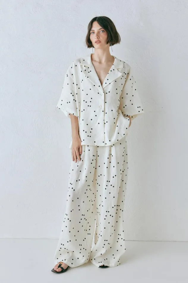 VRG GRL Skye Linen Pants Dot Women Sets