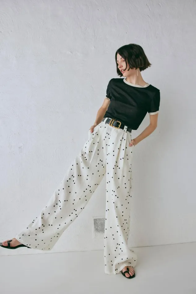 VRG GRL Skye Linen Pants Dot Women Sets
