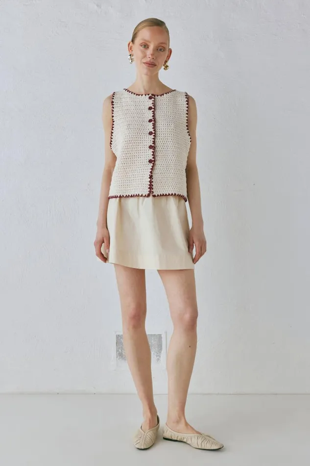 VRG GRL Stella Knit Vest Cream Women Sleeveless