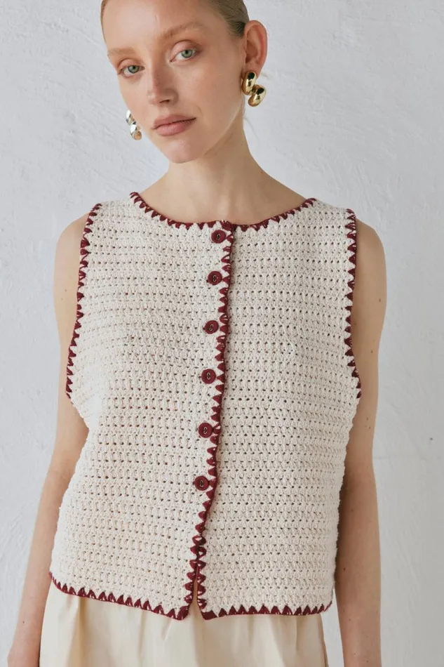 VRG GRL Stella Knit Vest Cream Women Sleeveless