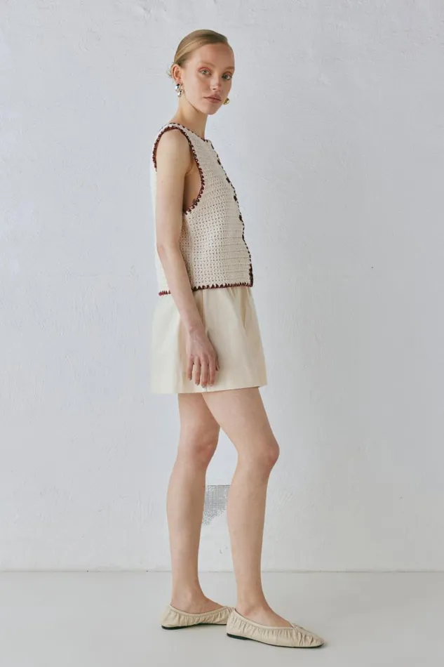 VRG GRL Stella Knit Vest Cream Women Sleeveless