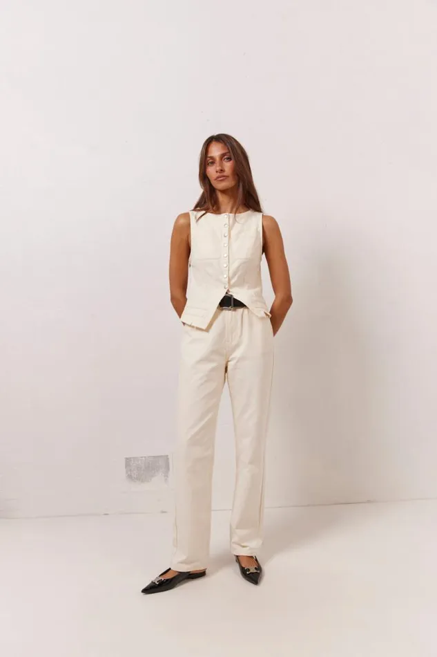 VRG GRL Suki Denim Jeans Cream Women Sets
