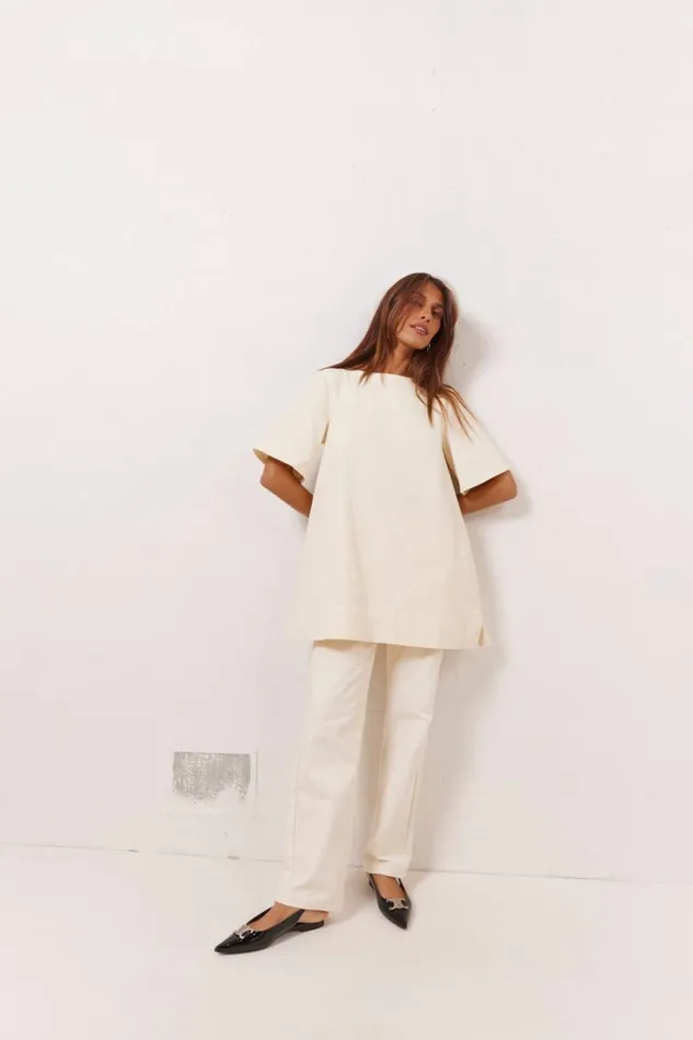 VRG GRL Suki Denim Jeans Cream Women Sets