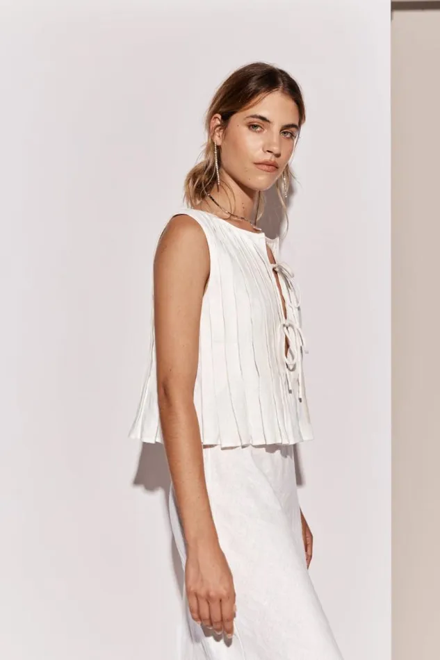 VRG GRL Valeria Linen Top White Women Sets