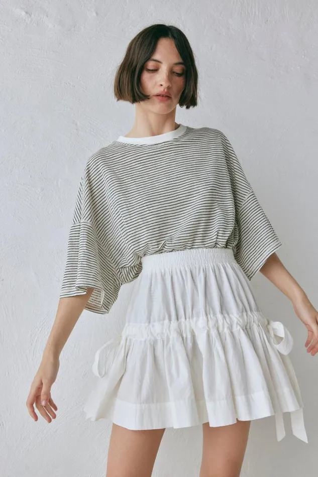 VRG GRL Willow Tee Stripe Women Short Sleeve