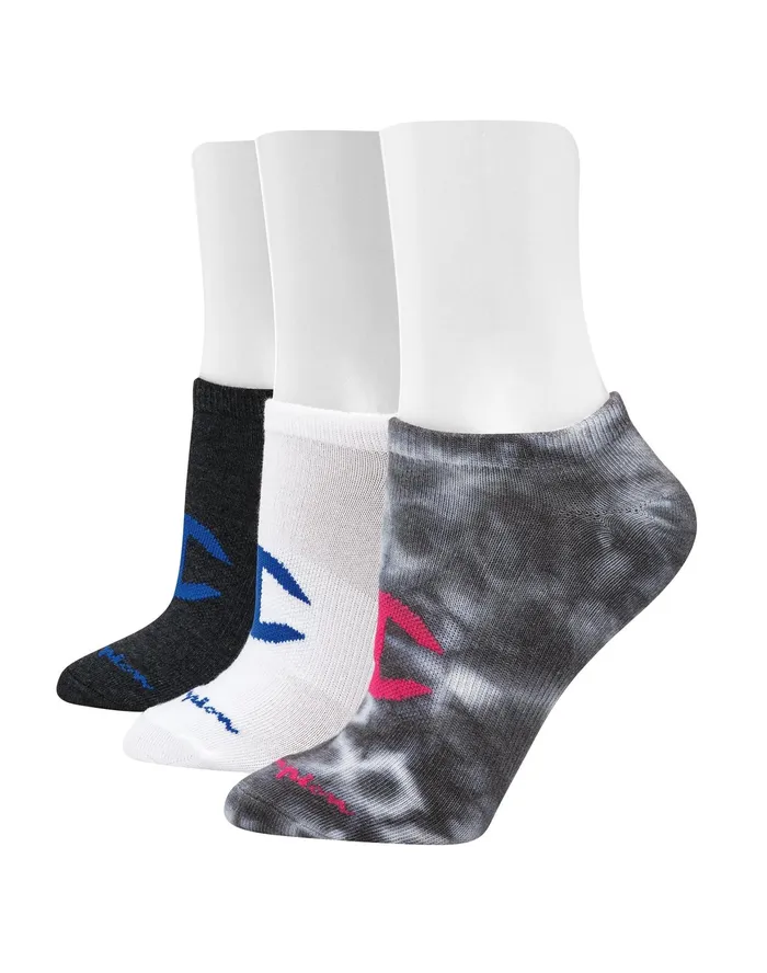 Women039S Tie Dye Super NoShow Assorted Dark Grey Women Champion Socks