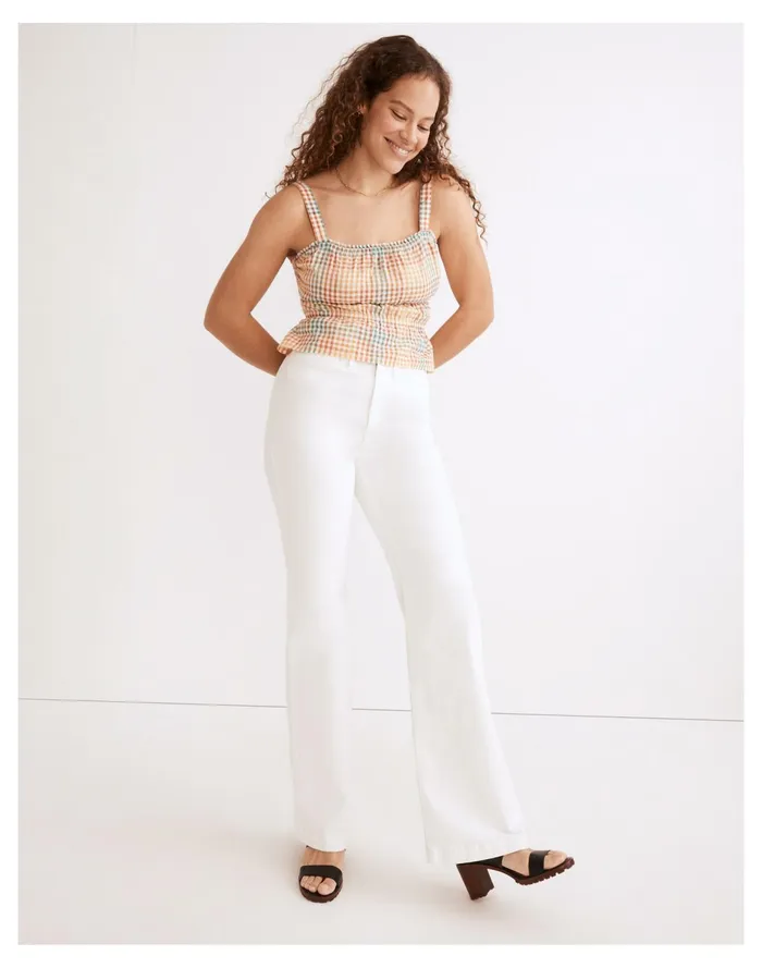 Women 11034 High Rise Flare Jeans In Tile White Tile White Madewell Jeans