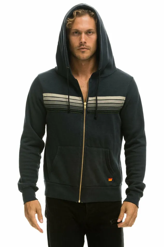 Women 5 STRIPE HOODIE 8211 CHARCOAL GREY STRIPES Aviator Nation Hoodies