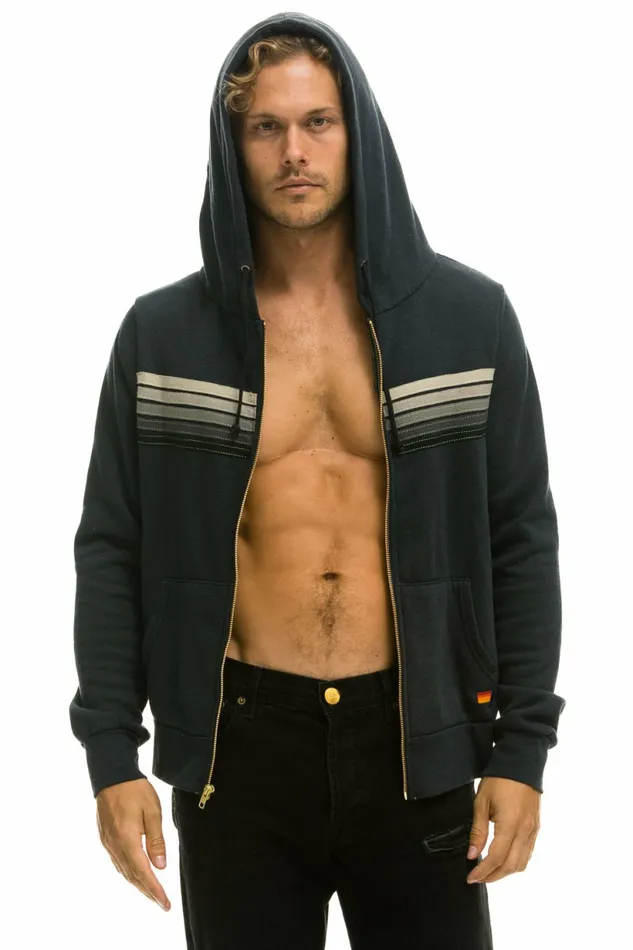 Women 5 STRIPE HOODIE 8211 CHARCOAL GREY STRIPES Aviator Nation Hoodies