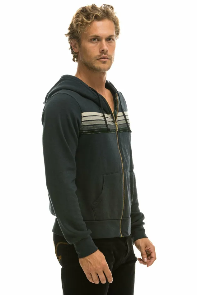 Women 5 STRIPE HOODIE 8211 CHARCOAL GREY STRIPES Aviator Nation Hoodies