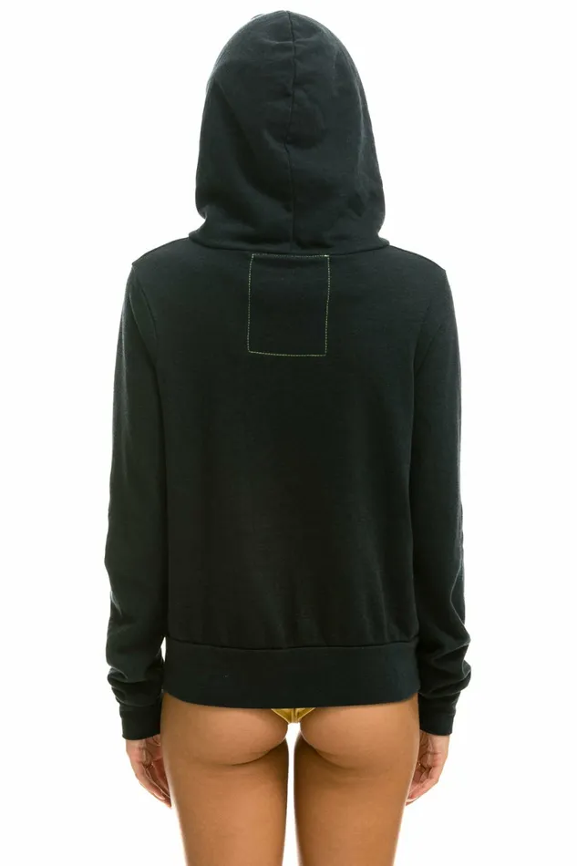 Women 5 STRIPE HOODIE 8211 CHARCOAL GREY STRIPES Aviator Nation Hoodies