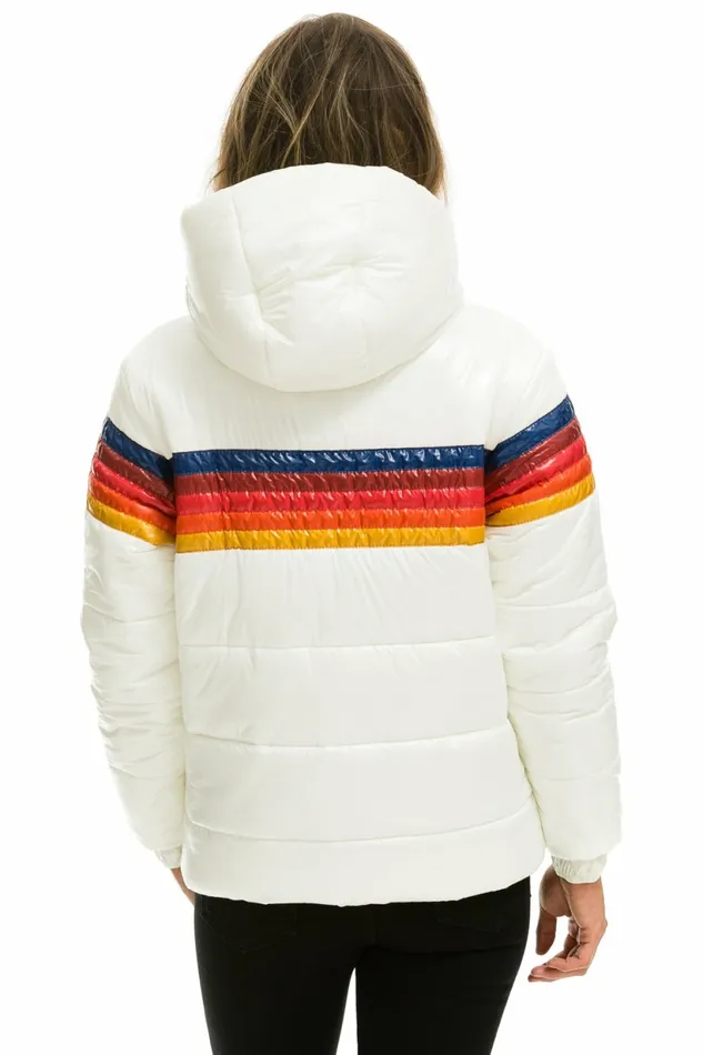 Women 5 STRIPE LUXE TREKKER JACKET 8211 GLOSSY WHITE Aviator Nation Outerwear