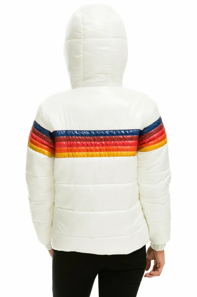Women 5 STRIPE LUXE TREKKER JACKET 8211 GLOSSY WHITE Aviator Nation Outerwear