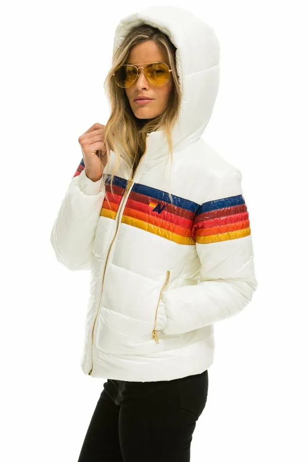Women 5 STRIPE LUXE TREKKER JACKET 8211 GLOSSY WHITE Aviator Nation Outerwear
