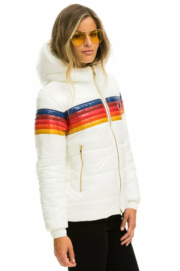 Women 5 STRIPE LUXE TREKKER JACKET 8211 GLOSSY WHITE Aviator Nation Outerwear