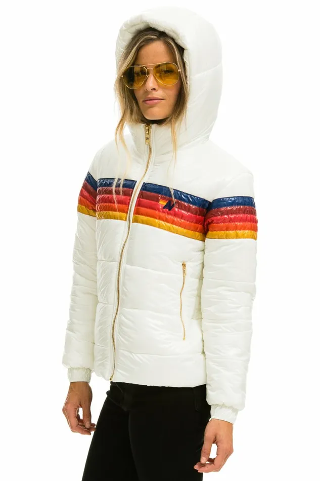 Women 5 STRIPE LUXE TREKKER JACKET 8211 GLOSSY WHITE Aviator Nation Outerwear