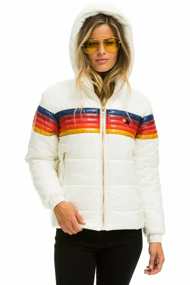 Women 5 STRIPE LUXE TREKKER JACKET 8211 GLOSSY WHITE Aviator Nation Outerwear