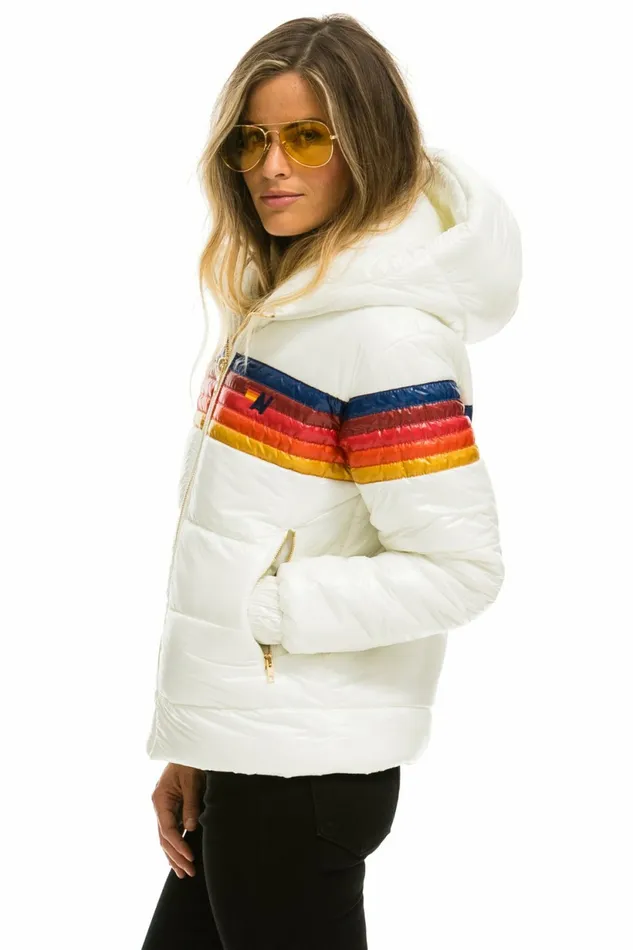 Women 5 STRIPE LUXE TREKKER JACKET 8211 GLOSSY WHITE Aviator Nation Outerwear