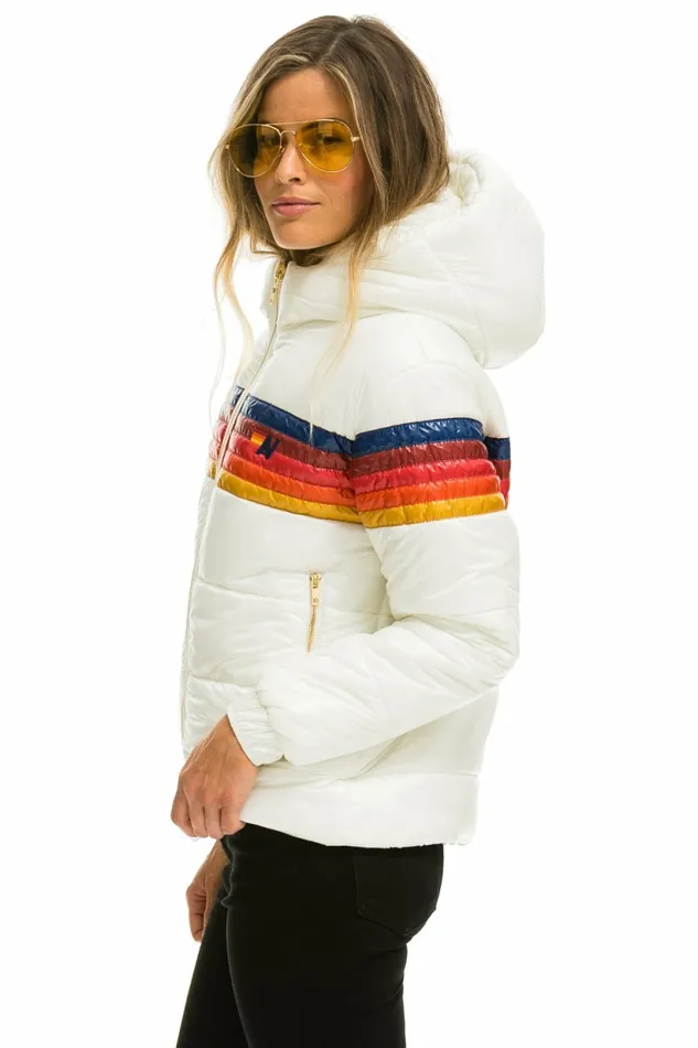 Women 5 STRIPE LUXE TREKKER JACKET 8211 GLOSSY WHITE Aviator Nation Outerwear