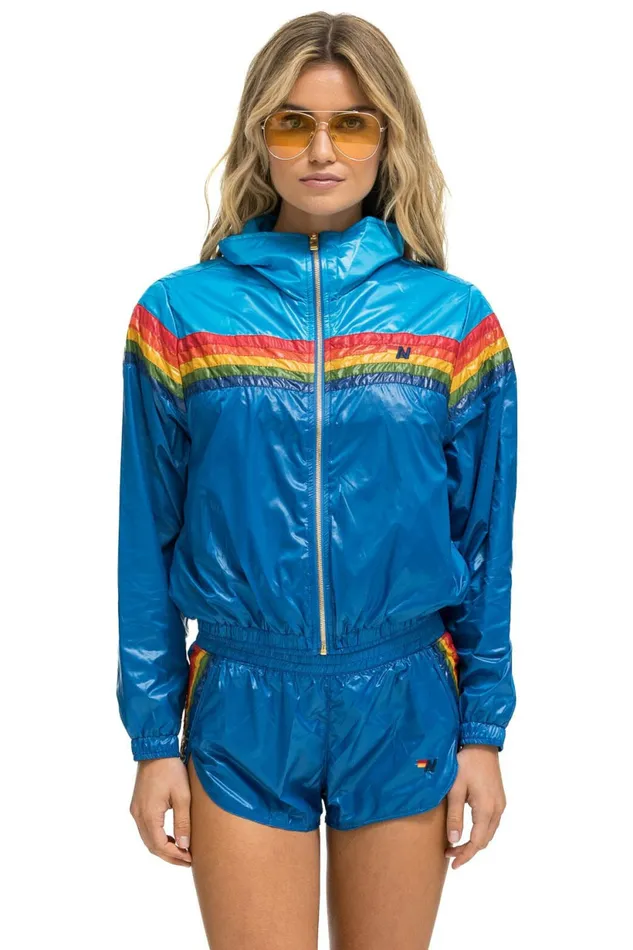 Women 5 STRIPE NYLON JOGGER SHORT 8211 SNORKEL BLUE Aviator Nation Shorts Women 5 STRIPE NYLON JOGGER SHORT 8211 SNORKEL BLUE Aviator Nation Shorts