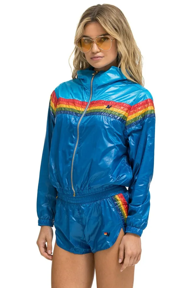 Women 5 STRIPE NYLON JOGGER SHORT 8211 SNORKEL BLUE Aviator Nation Shorts Women 5 STRIPE NYLON JOGGER SHORT 8211 SNORKEL BLUE Aviator Nation Shorts
