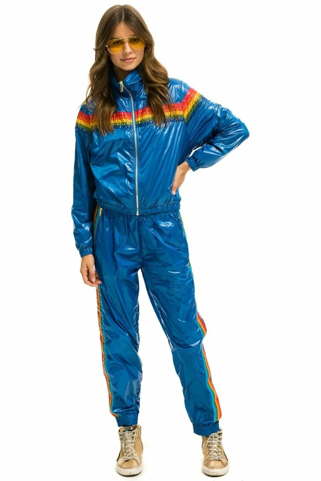 Women 5 STRIPE WIND PANT 8211 SNORKEL BLUE GLOSSY Aviator Nation Sweatpants Women 5 STRIPE WIND PANT 8211 SNORKEL BLUE GLOSSY Aviator Nation Sweatpants