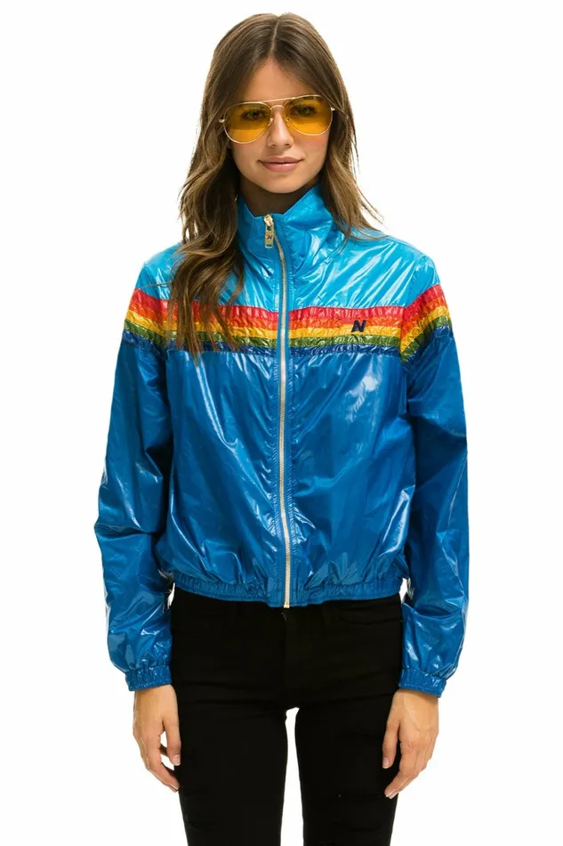 Women 5 STRIPE WINDBREAKER 8211 DRESDEN SNORKEL BLUE GLOSSY Aviator Nation Outerwear
