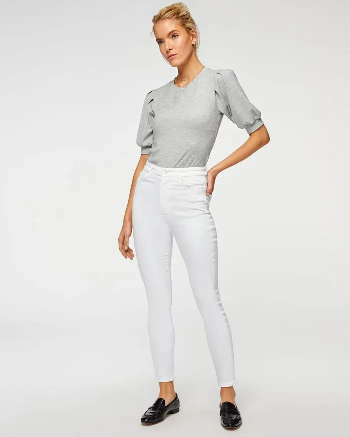 Women 7 For All Mankind Full Length Slim Illusion Aubrey In Clean White