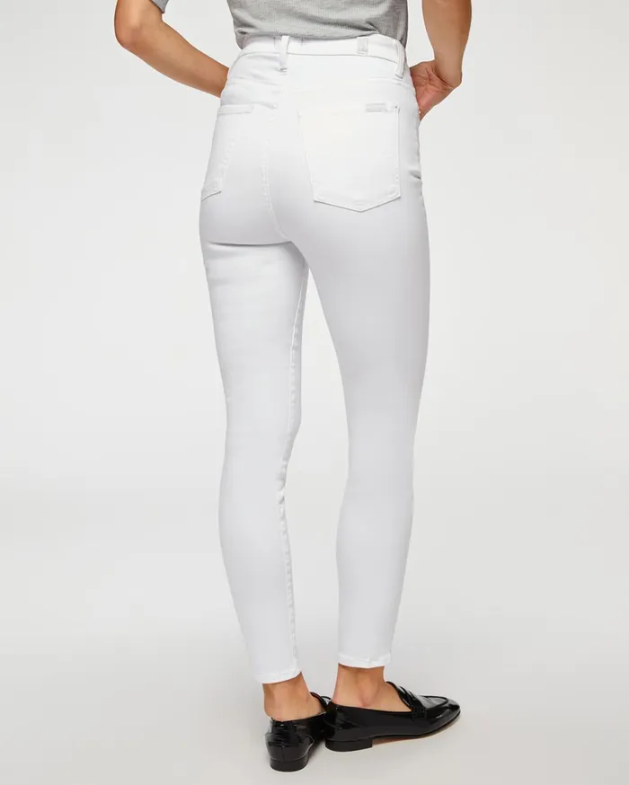 Women 7 For All Mankind Full Length Slim Illusion Aubrey In Clean White